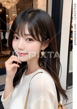 站在商店前的女人 124257520