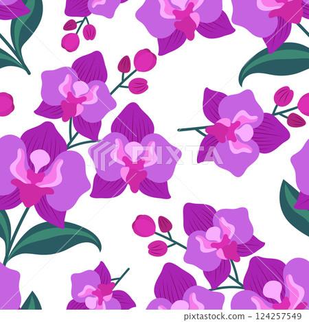 orchid flower seamless pattern orchid flower seamless pattern 124257549