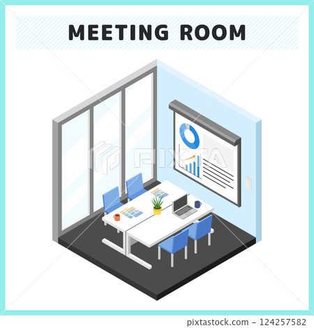 Isometric company conference room illustration material 124257582