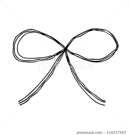Ribbon hand drawn icon Monochrome vector illustration with multiple overlapping lines Ribbon hand drawn icon Monochrome vector illustration with multiple overlapping lines 124257597