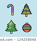 Bright and Colorful Christmas Holiday Decorations Symbols, and Cheerful Elements 124258048