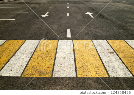 Crosswalk with Arrows and Zebra Crossing Crosswalk with Arrows and Zebra Crossing 124258436