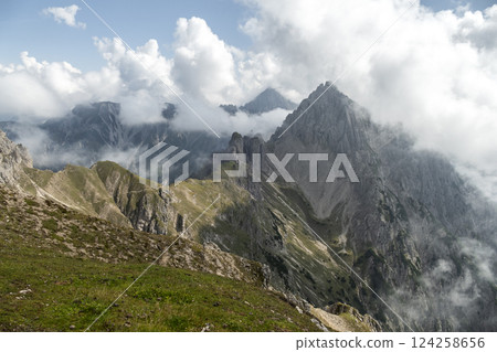 Ursprungssattel Nordlinger hut on Karwendel Hohenweg, Austria 124258656