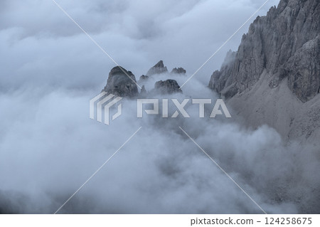 Panoramic view from Nordlinger hut on Karwendel Hohenweg, Austria Panoramic view from Nordlinger hut on Karwendel Hohenweg, Austria 124258675