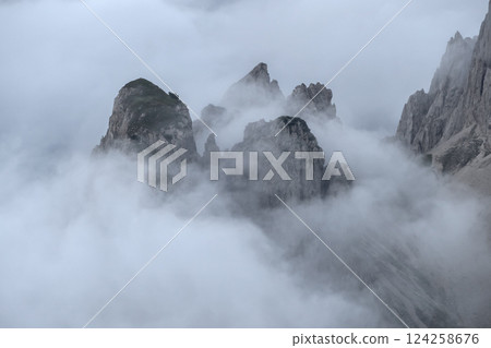Panoramic view from Nordlinger hut on Karwendel Hohenweg, Austria 124258676