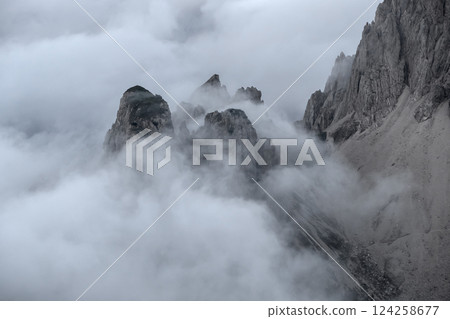 Panoramic view Nordlinger hut on Karwendel Hohenweg, Austria 124258677