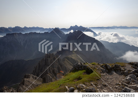 Ursprungssattel Nordlinger hut on Karwendel Hohenweg, Austria 124258688