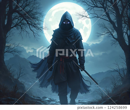 Ninja in the moonlight 124258699