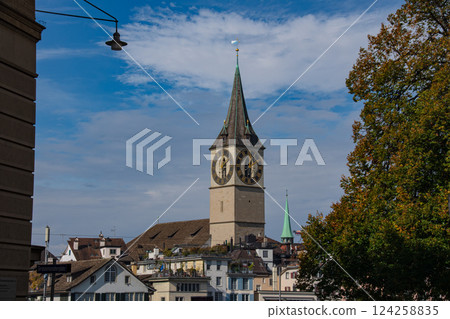 View of the Swiss countryside and clean water sources 124258835