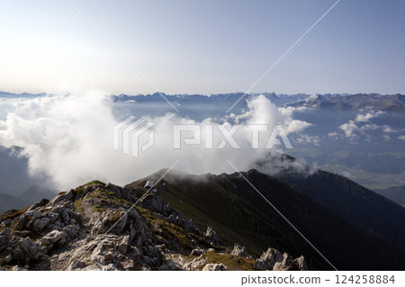 Nordlinger hut on Karwendel Hohenweg, Austria Nordlinger hut on Karwendel Hohenweg, Austria 124258884