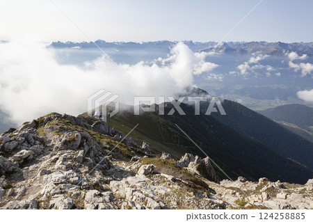 Nordlinger hut on Karwendel Hohenweg, Austria Nordlinger hut on Karwendel Hohenweg, Austria 124258885