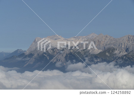 Schneeferner glacier on Zugspitze mountain, from Nordlinger hut, on Karwendel Hohenweg, Austria Schneeferner glacier on Zugspitze mountain, from Nordlinger hut, on Karwendel Hohenweg, Austria 124258892