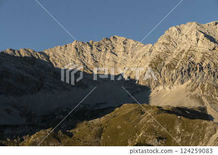 Sunset at Karwendel mountains on Karwendel Hohenweg, Austria Sunset at Karwendel mountains on Karwendel Hohenweg, Austria 124259083