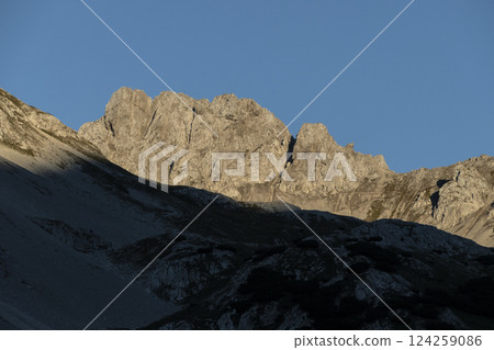 Sunset at Karwendel mountains on Karwendel Hohenweg, Austria 124259086