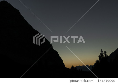 Sunset at Karwendel mountains on Karwendel Hohenweg, Austria 124259090
