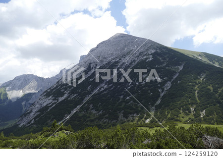 Mountain panorama at Karwendel Hohenweg, Austria Mountain panorama at Karwendel Hohenweg, Austria 124259120
