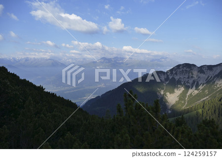Mountain panorama at Karwendel Hohenweg, Austria Mountain panorama at Karwendel Hohenweg, Austria 124259157