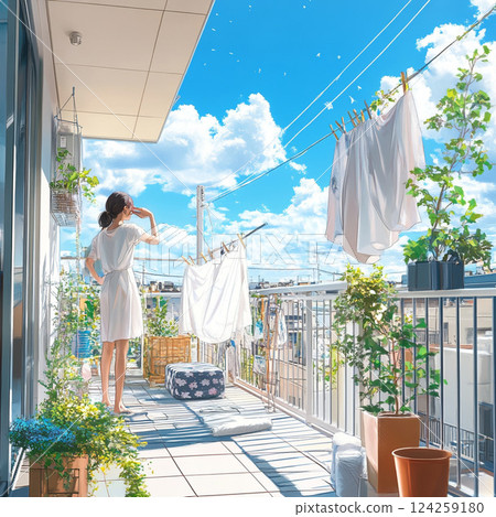 洗衣服、藍天和一點幸福 124259180