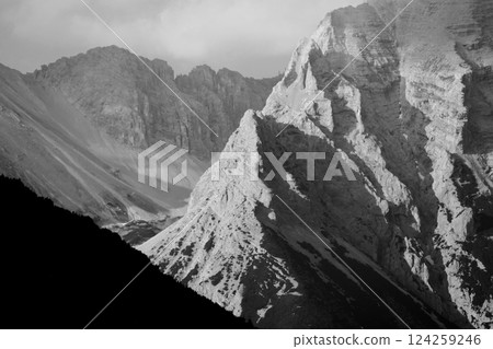 Mountain panorama at Karwendel Hohenweg, Austria Mountain panorama at Karwendel Hohenweg, Austria 124259246