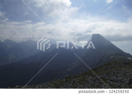 Mountain panorama at Karwendel Hohenweg, Austria Mountain panorama at Karwendel Hohenweg, Austria 124259250