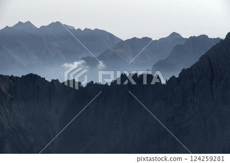 Panoramic view Nordlinger hut on Karwendel Hohenweg, Austria 124259281