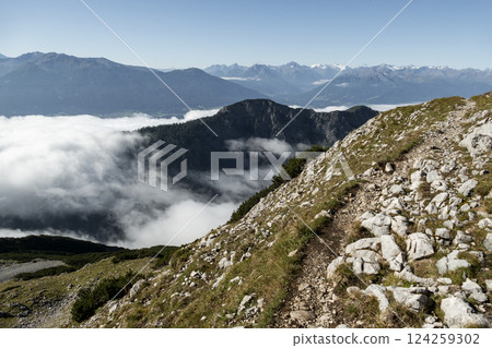 Karwendel mountains on Karwendel Hohenweg, Austria 124259302