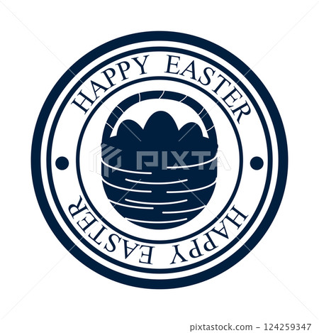 Easter postal retro stamps icon basket Easter postal retro stamps icon basket 124259347