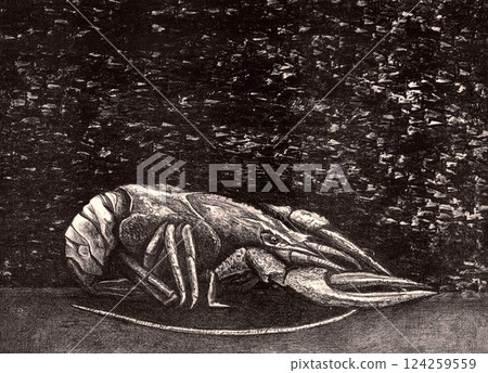 Crayfish. Image of a crayfish in a realistic style Crayfish. Image of a crayfish in a realistic style 124259559