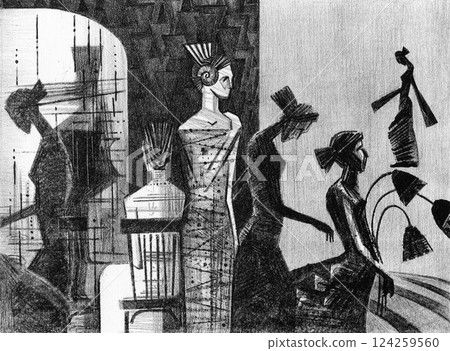 Women Models on the catwalk Illustration Women Models on the catwalk Illustration 124259560