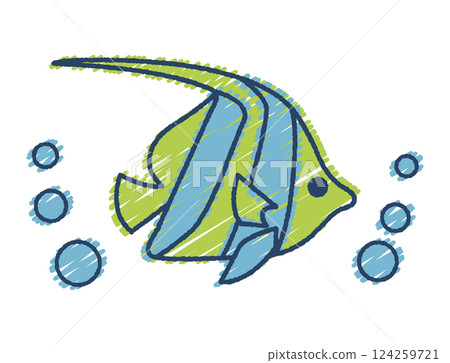 手繪熱帶魚插圖 124259721