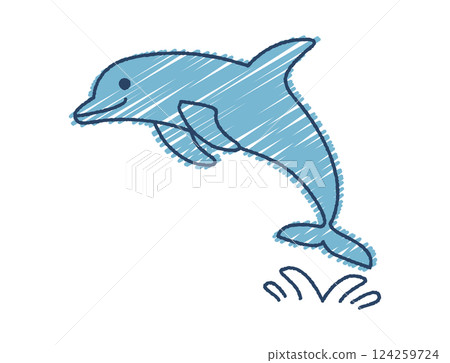 手繪海豚插圖 124259724