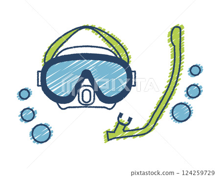 手繪水肺潛水插圖 手繪水肺潛水插圖 124259729