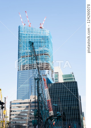 Construction site with skyscrapers under construction 124260078