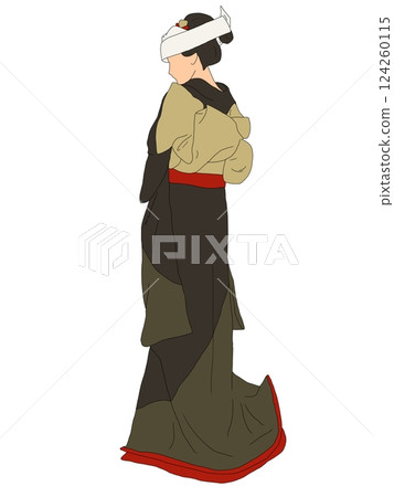 身穿彩色打掛和角隱的新娘 / 身著日本傳統服裝的新娘 124260115