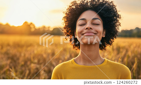 portrait, woman, field 124260272