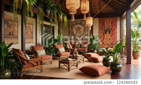 asian style living room 124260583