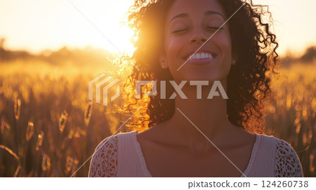 portrait, woman, field 124260738