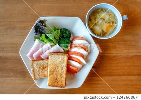 西式健康早餐盤 124260867