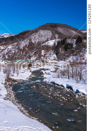 Blue sky and Himekawa River, Hakuba Village 124261180