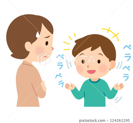 Boy with developmental disorder who can't stop talking 124261295