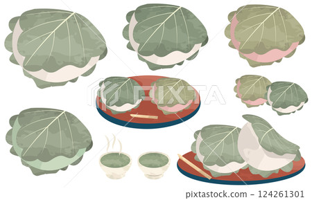 各種年糕的插畫集 124261301