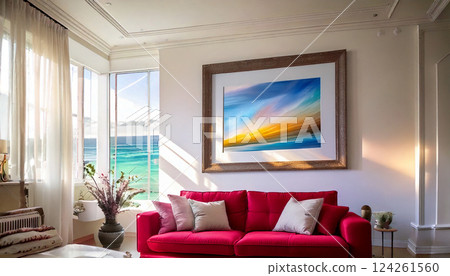 Red sofa and white wall room wallpaper Red sofa and white wall room wallpaper 124261560