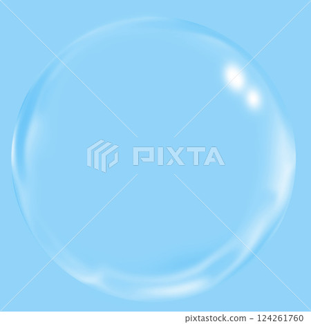 Bubble sphere, transparent, blue soap bubble illustration material, liquid background, water bubble gel 124261760
