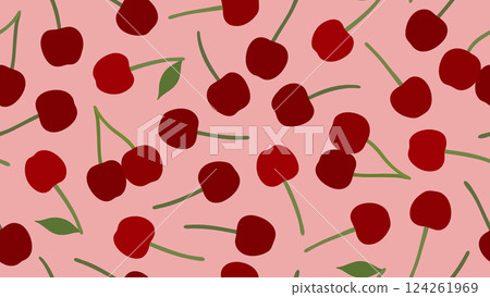 Random seamless pattern of cherries 124261969