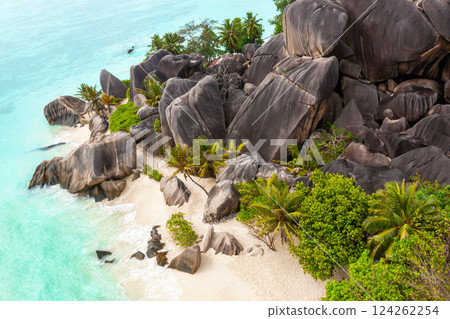 Anse Source D'Argent - the most beautiful beach of Seychelles. La Digue Island, Seychelles Anse Source D'Argent - the most beautiful beach of Seychelles. La Digue Island, Seychelles 124262254