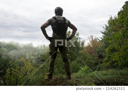 Sad soldier look to the sky Sad soldier look to the sky 124262311