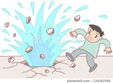 Social issues - Water pipe bursts, aging infrastructure, water leaks, water gushes 124262569