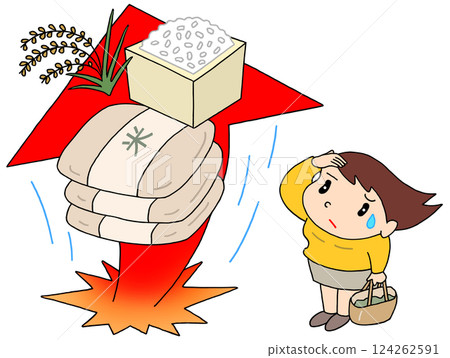 Social issues - Rice price hikes, Reiwa rice riots, living costs, food issues 124262591
