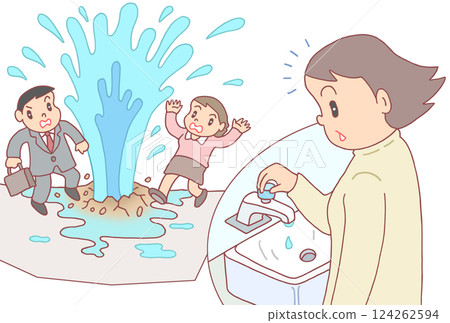 社會問題 - 水管爆裂、基礎設施老化、水湧出、停水、水利基礎設施 124262594