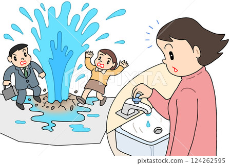 社會問題 - 水管爆裂、基礎設施老化、水湧出、停水、水利基礎設施 124262595